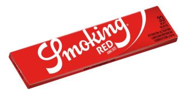 Smoking King Size Red Longpapers – 33 Blättchen, 108×52 mm, pflanzliche Gummierung